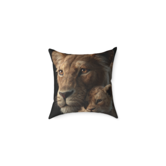Lioness and Cub Square Pillow
